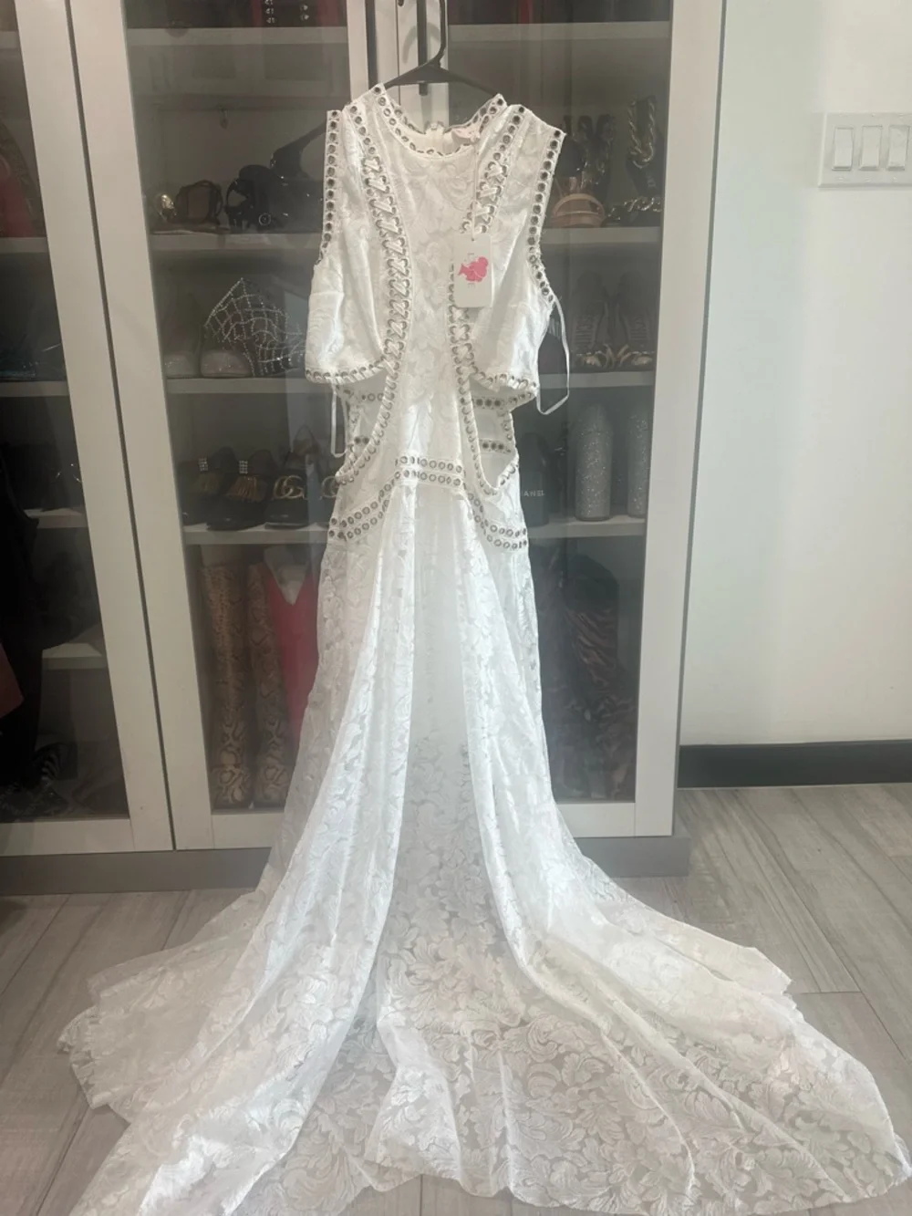 NWT L’atiste Lace Cutout Bridal style maxi dress summer boho fancy sz M festival - Picture 4 of 7